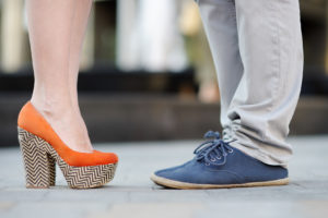 Male and female legs during a date