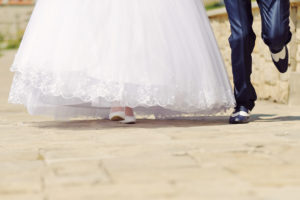 Running Bride and Groom