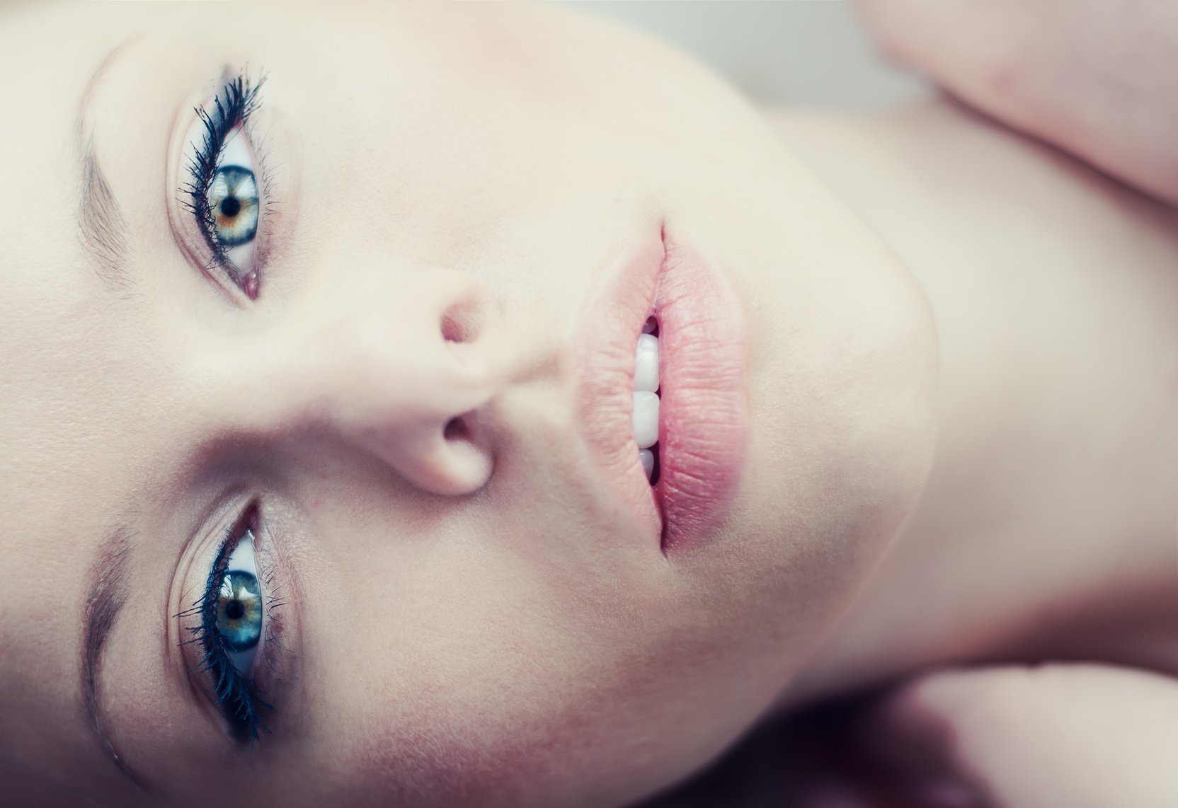 beautiful girl with sexy lips close-up