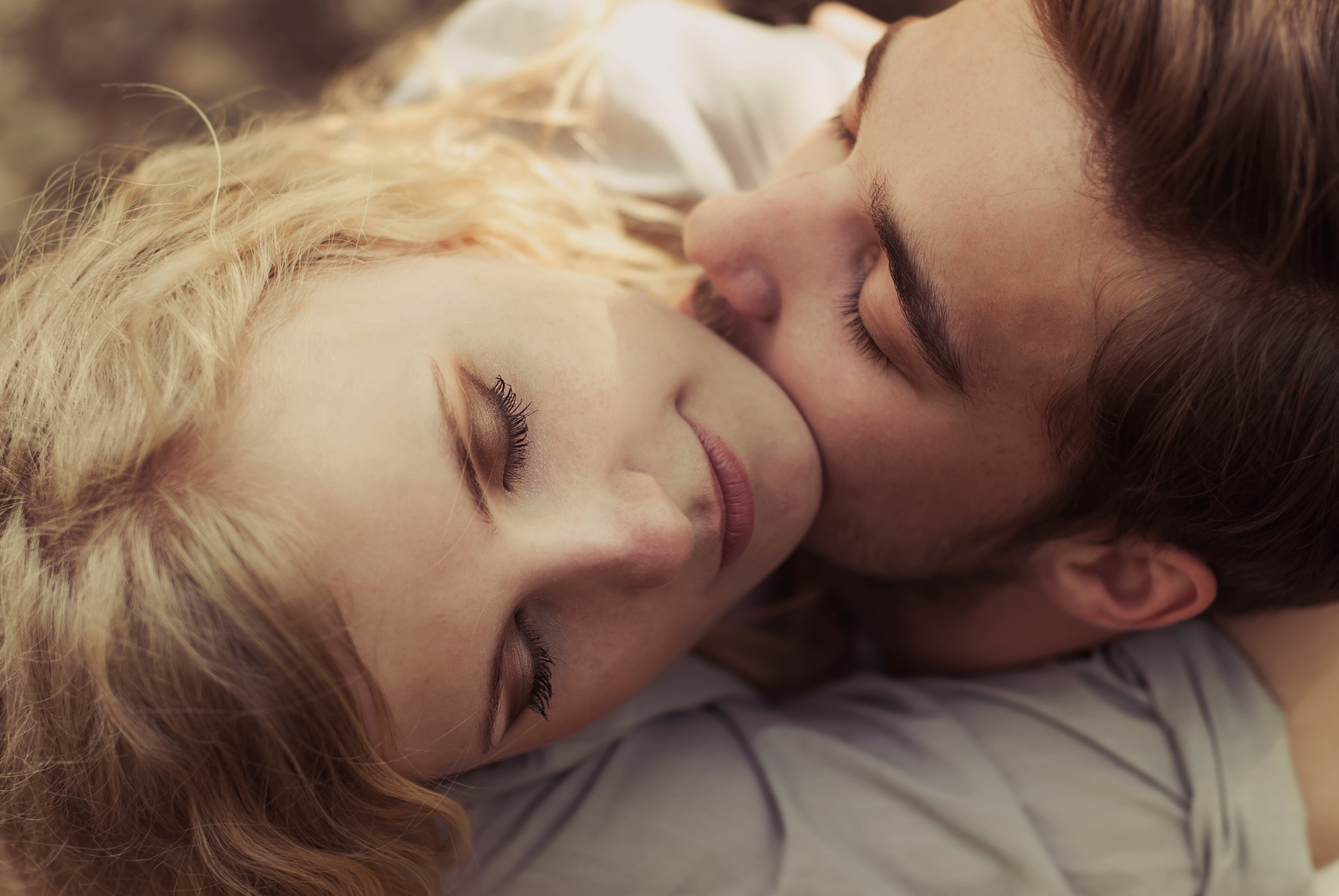 Beautiful young couple close up