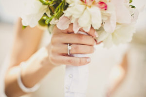 Bride’s hands with flowers