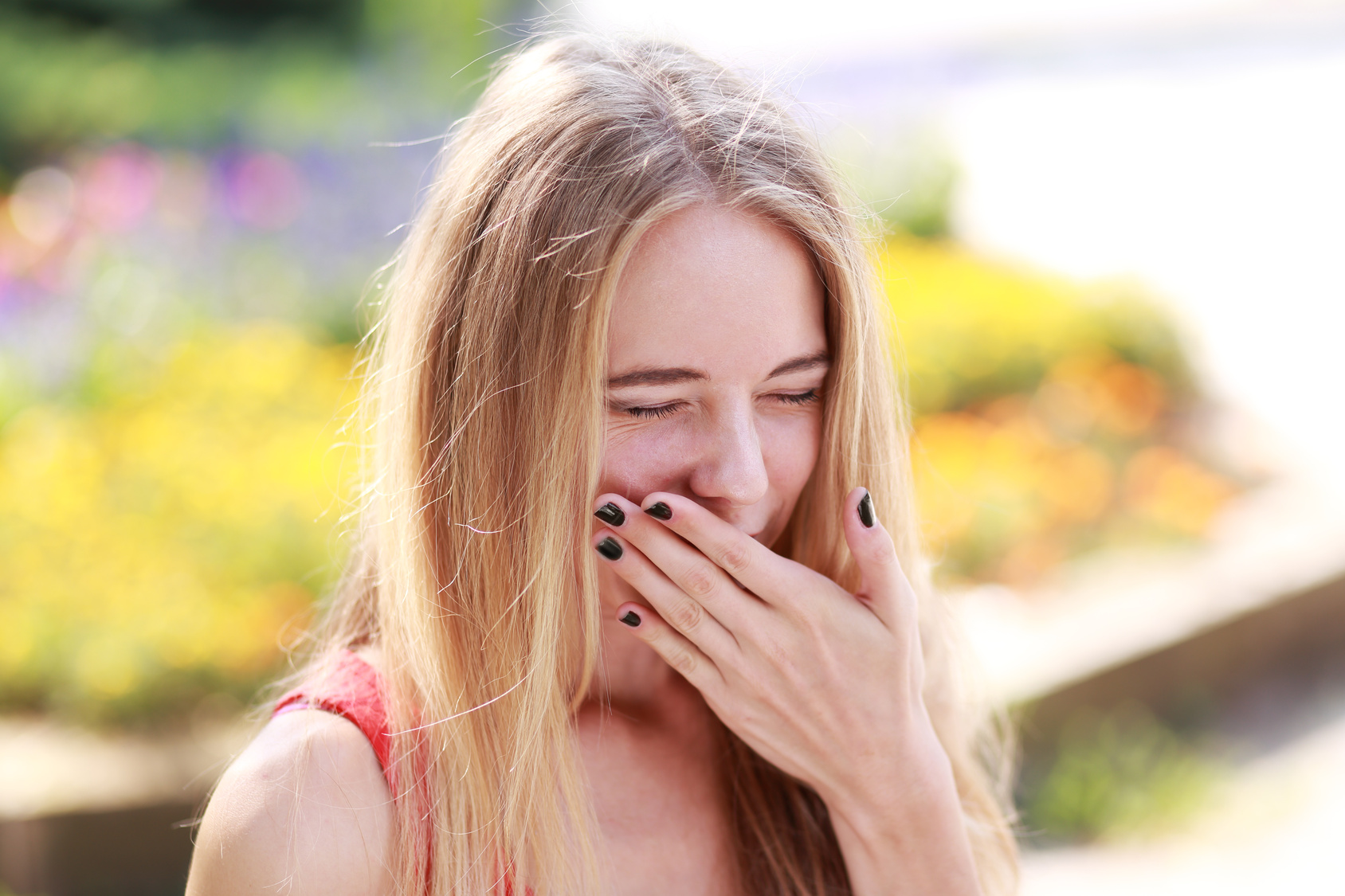 Yawning tired woman