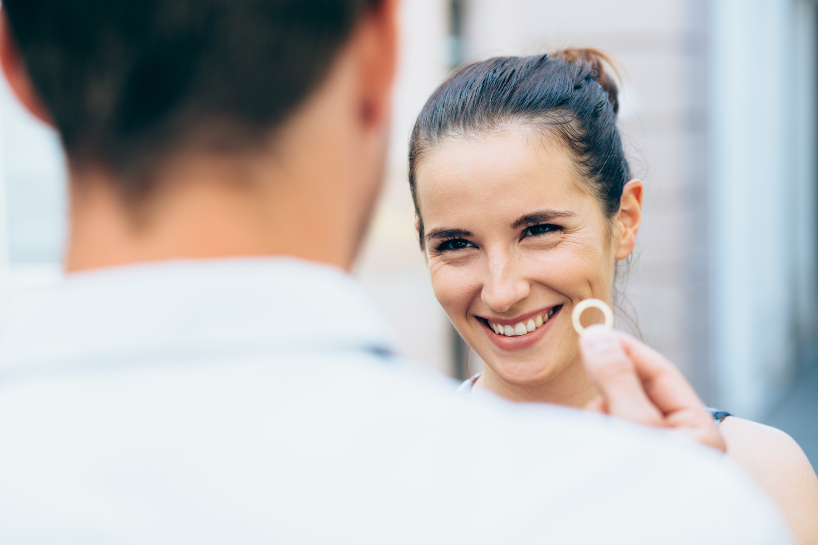 Young woman smiling after engagment proposal