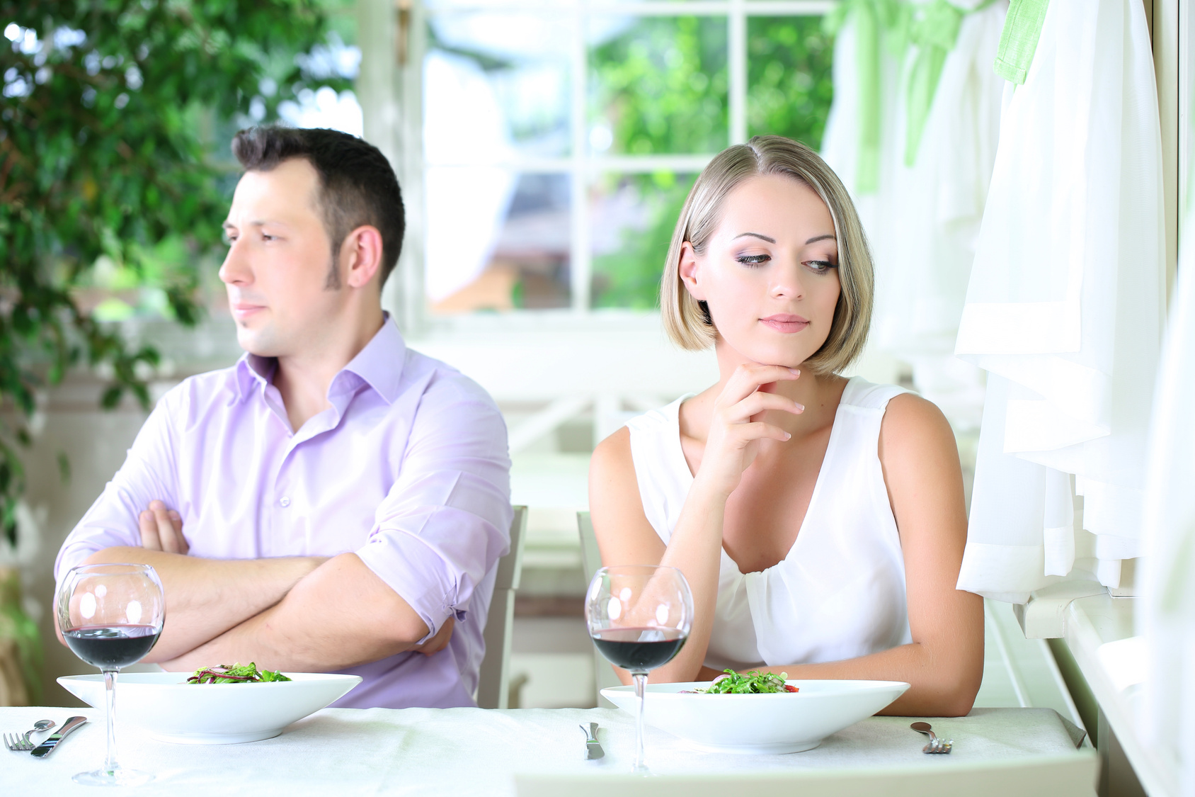 Lovers being unhappy because of  troubled date