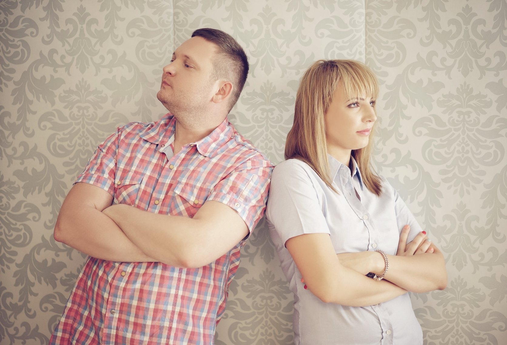 Couple ignoring each other after an argument