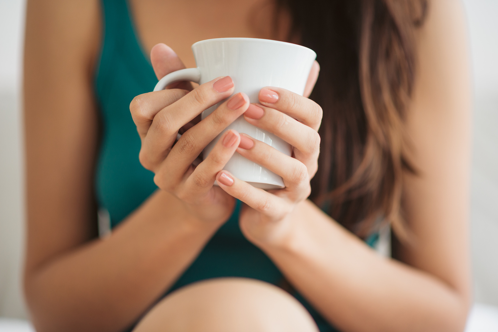 Drinking coffee in bed