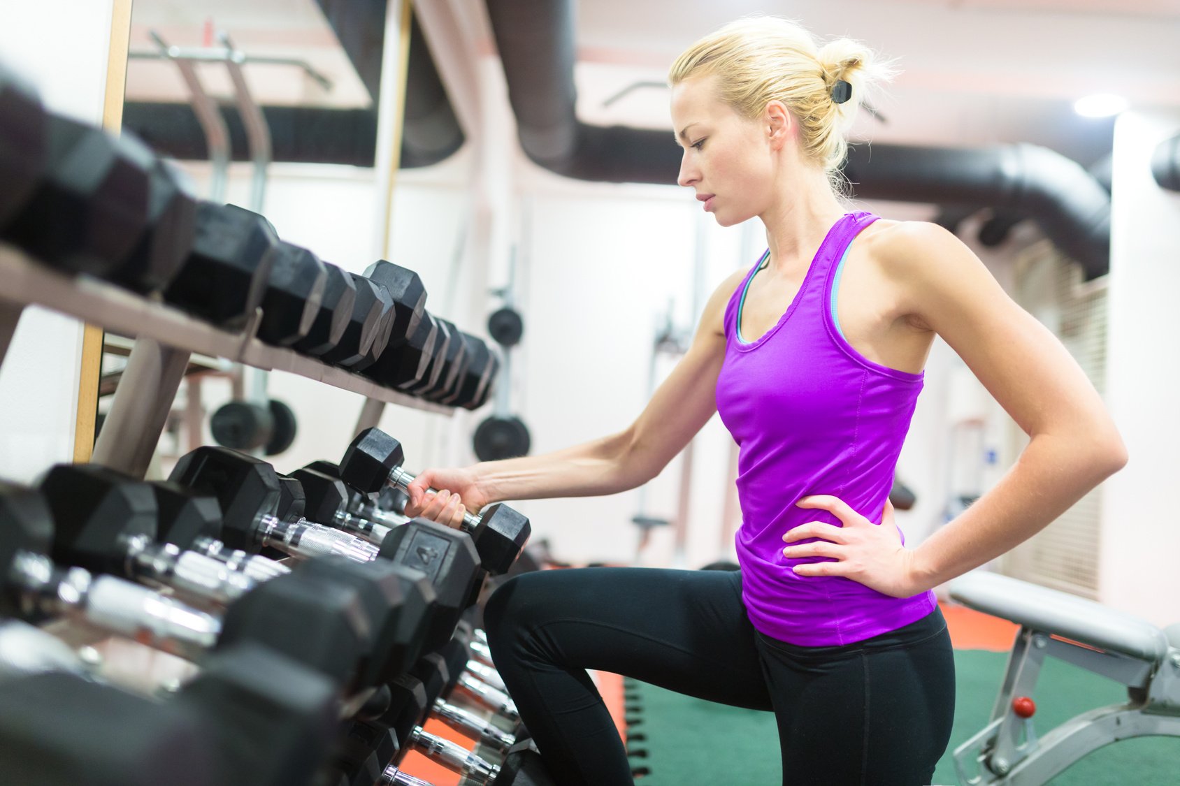 Lady in  gym studio.