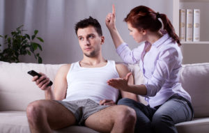 Woman threatening husband