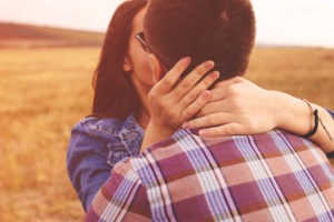 Landscape portrait of young beautiful stylish couple sensual and