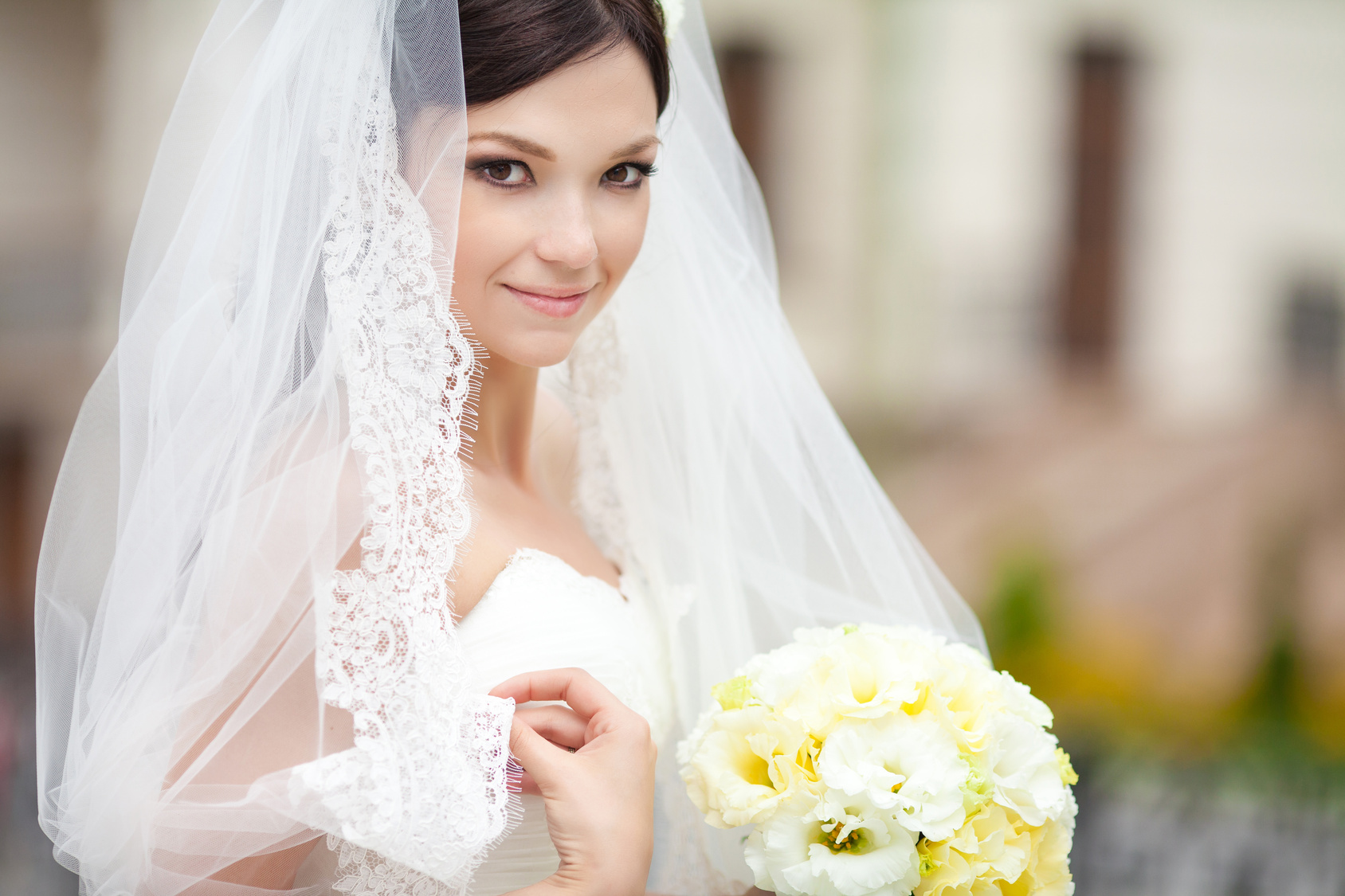 Beautiful bride in wedding day In bridal dress. newlywed woman