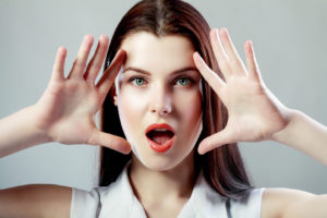 woman looking excited