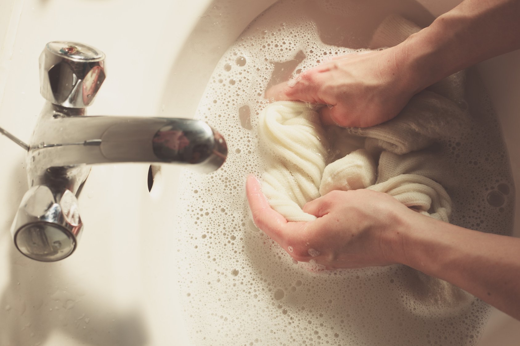 Washing socks in sink