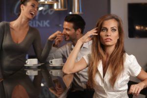 Portrait of unhappy confused woman