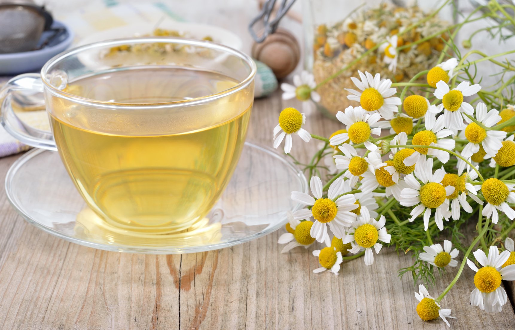 Cup of herbal chamomile tea.