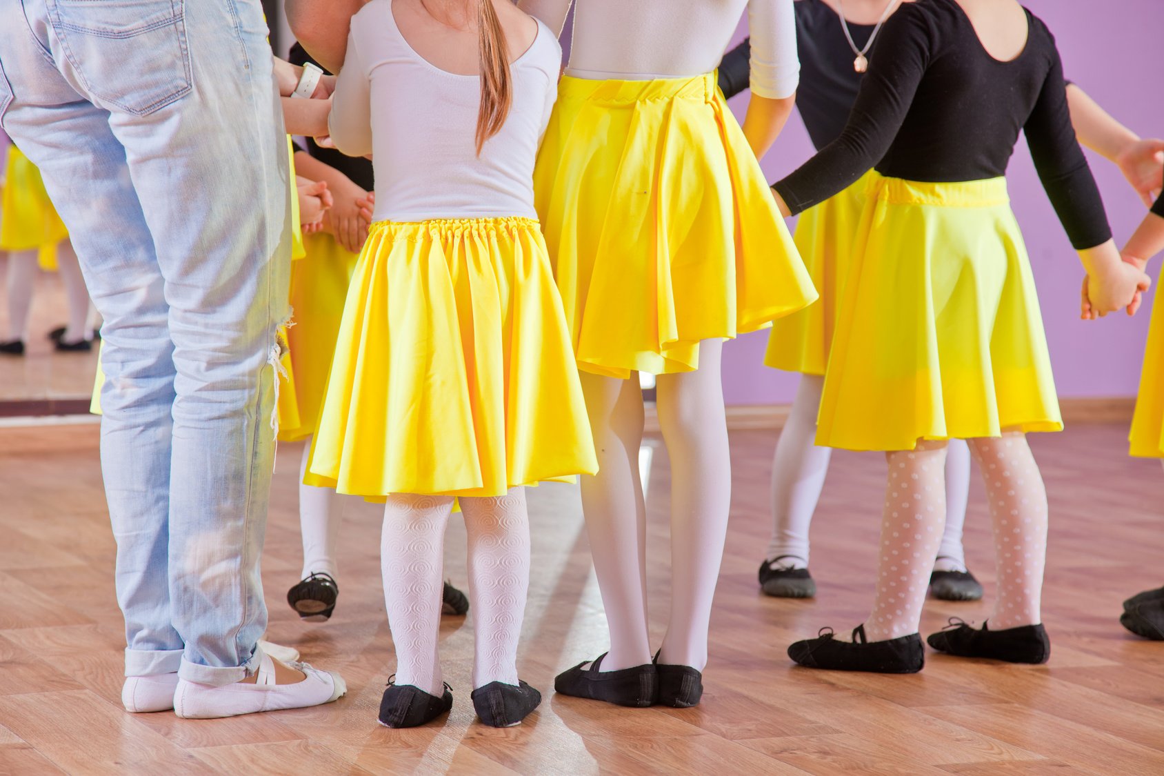 Ballet dancers children in class, legs only