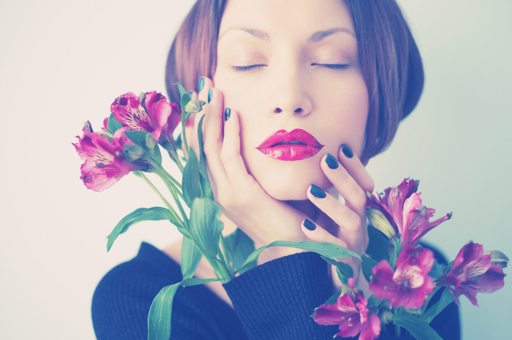 Beautiful lady with flowers