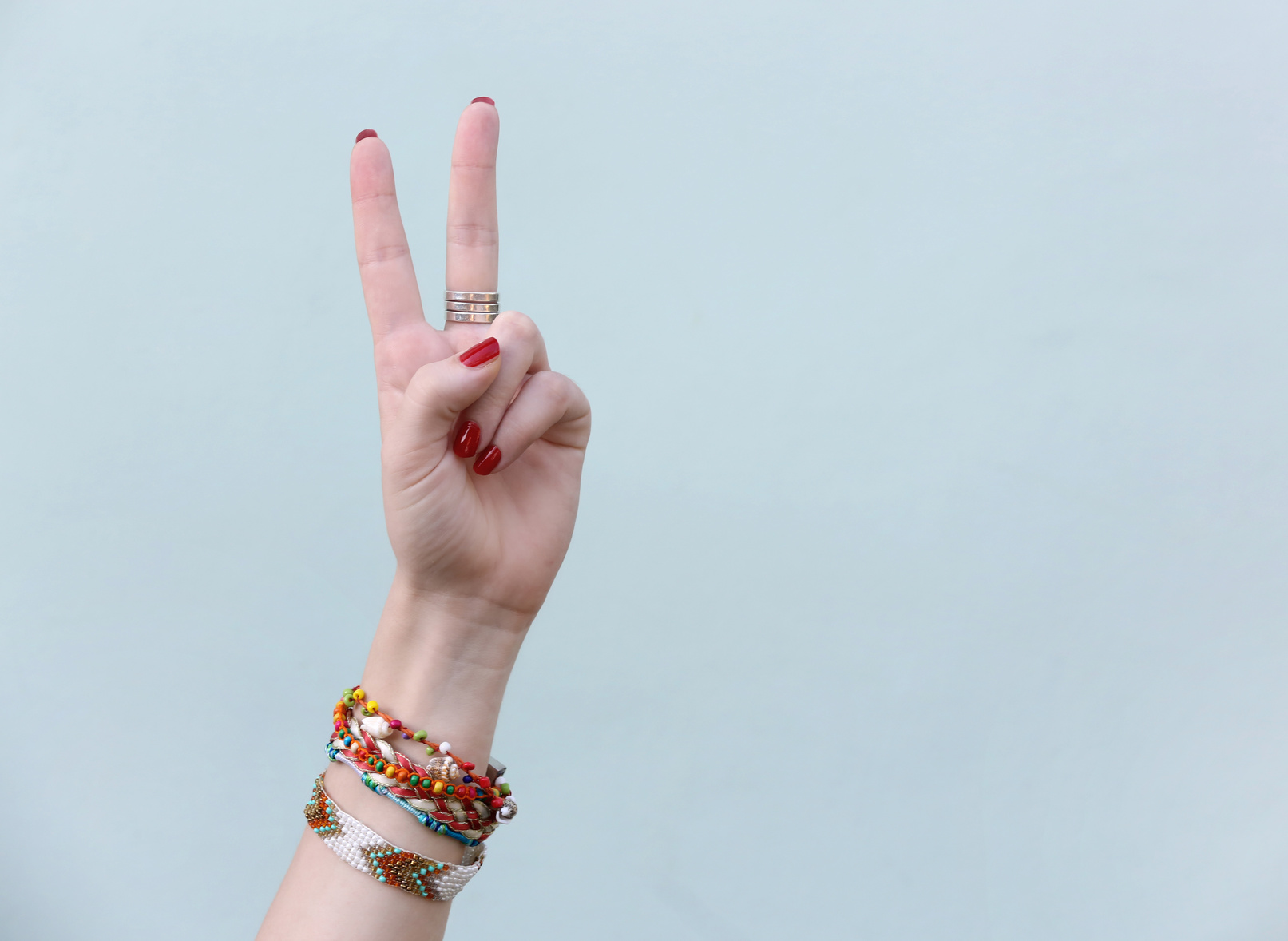 Hand showing peace victory sign