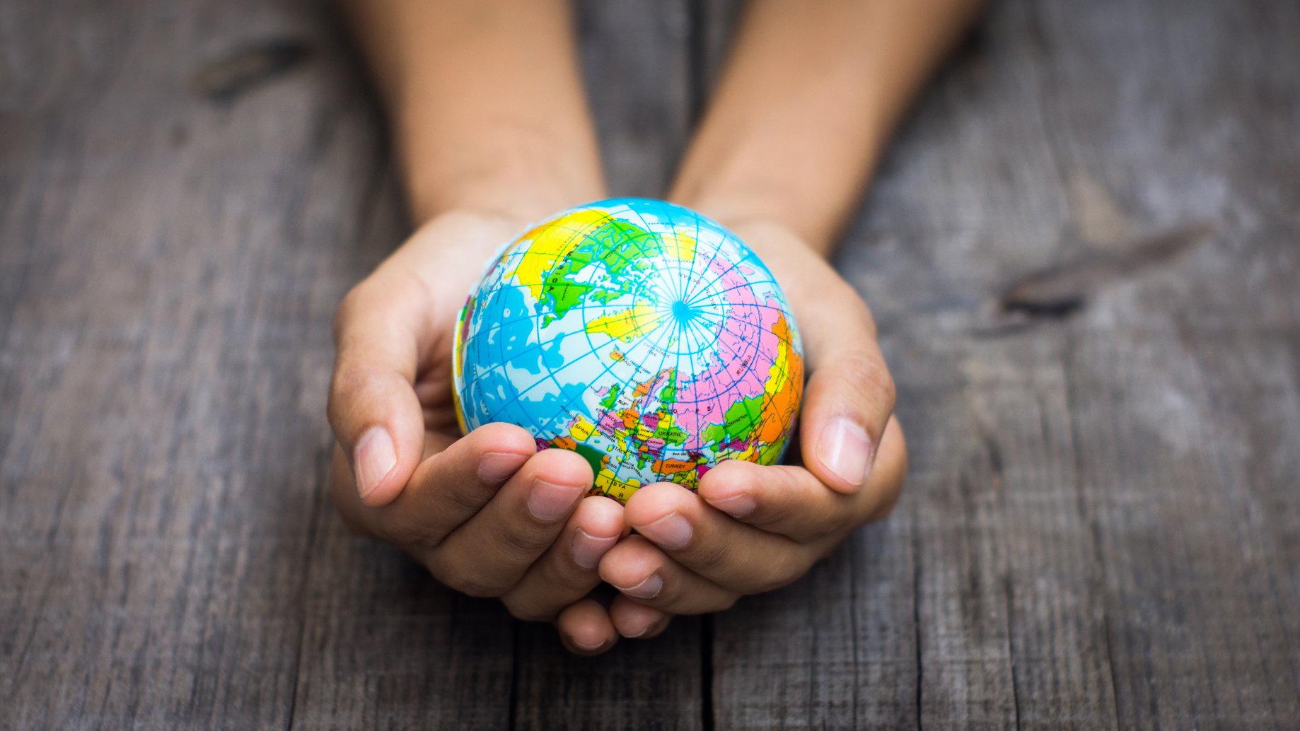 Person holding a globe