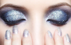 Shining woman eyes makeup
