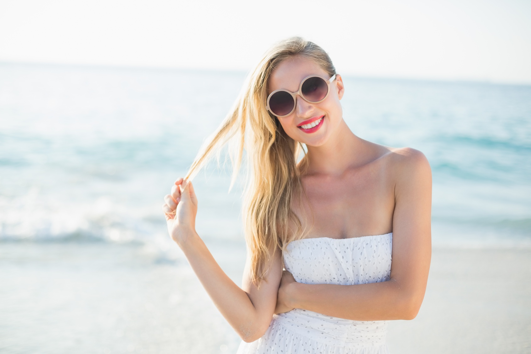 beautiful blonde woman on a sunny day