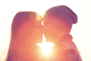 Loving couple outdoors.