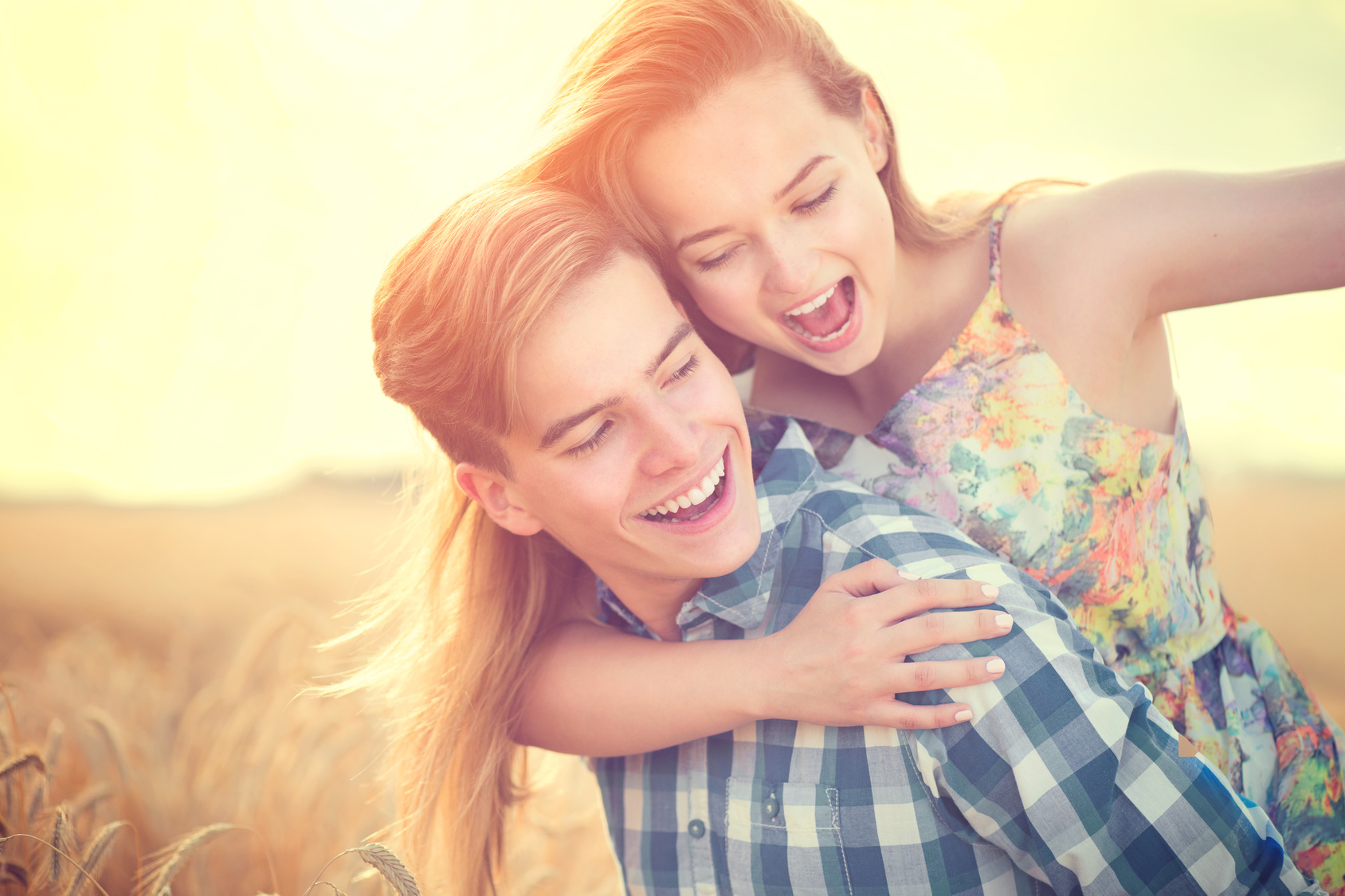 Young couple having fun outdoors. Love concept