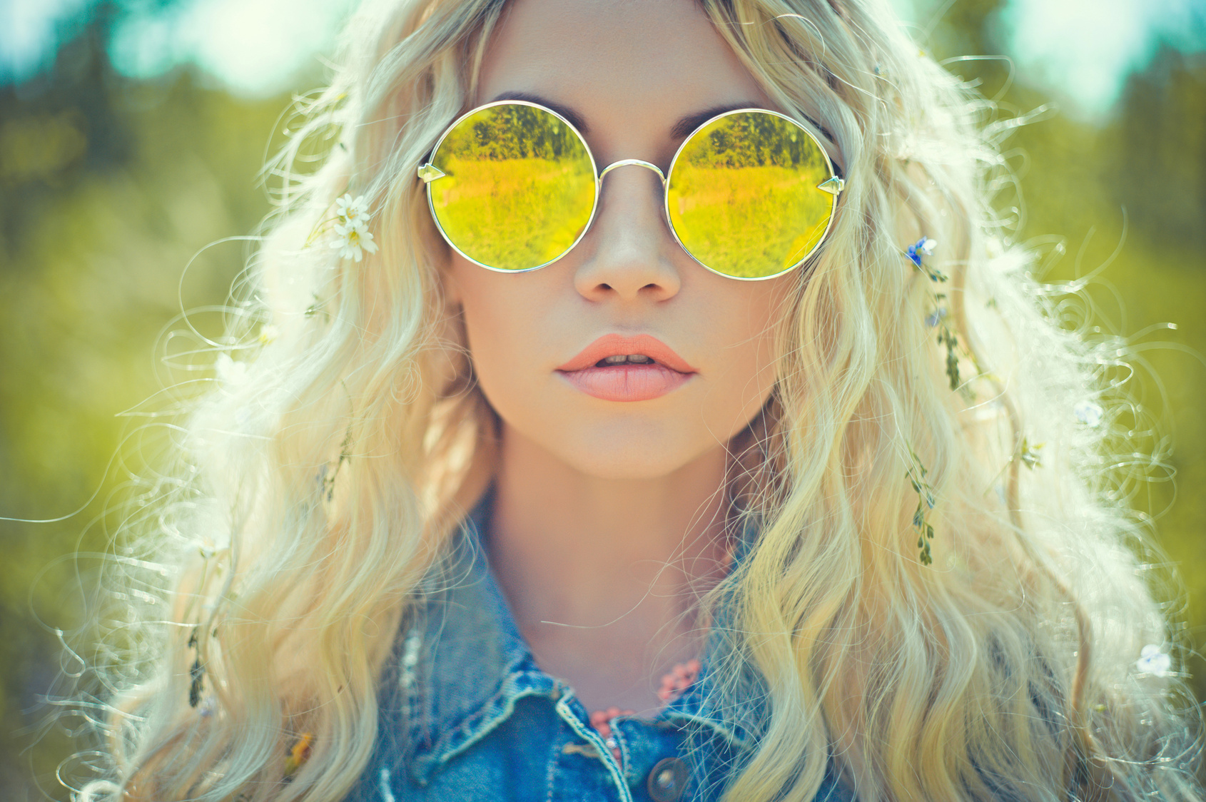 Outdoor portrait of young hippie woman