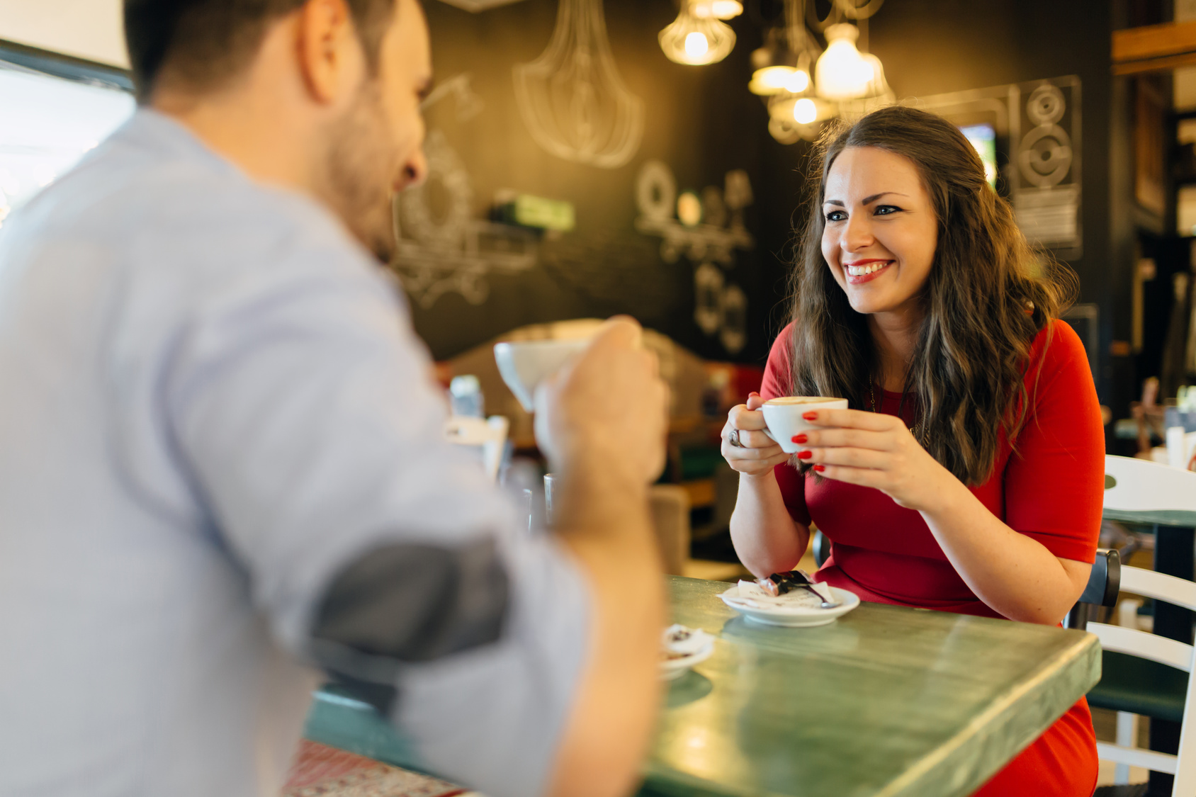 Romantic couple having  coffee