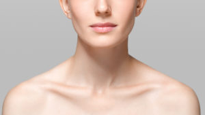 Beautiful Face lips, nose, shoulders of Young Woman Model with Clean Fresh Perfect Healthy Skin. beauty woman neck