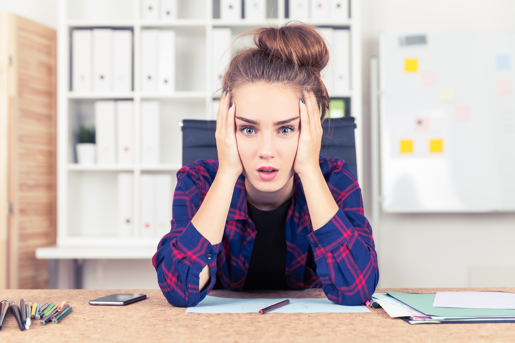 Stressed out woman engineer