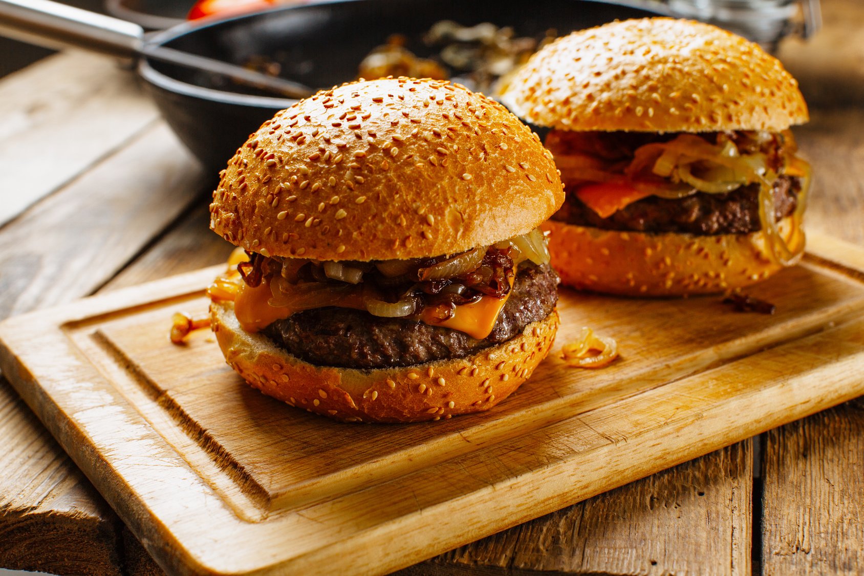 Slider burger on a cutting board