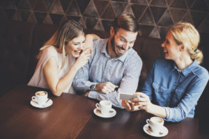 Young people in cafe