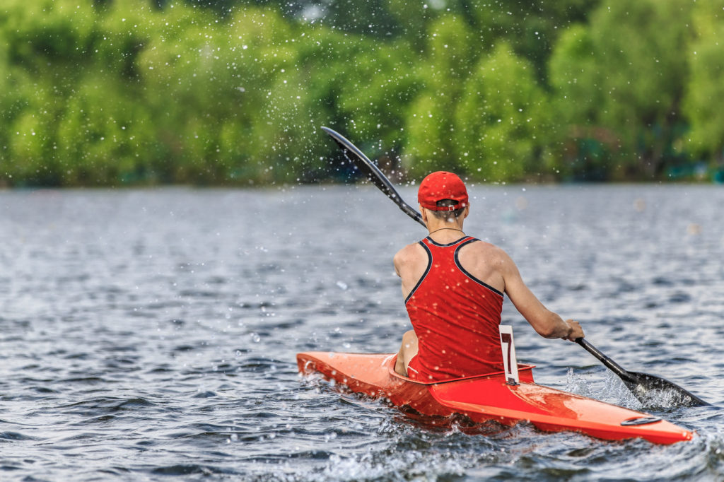 athlete canoeists during rowing competitions