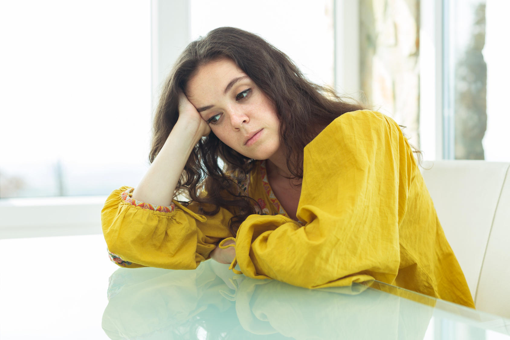 Portrait of upset lonely girl