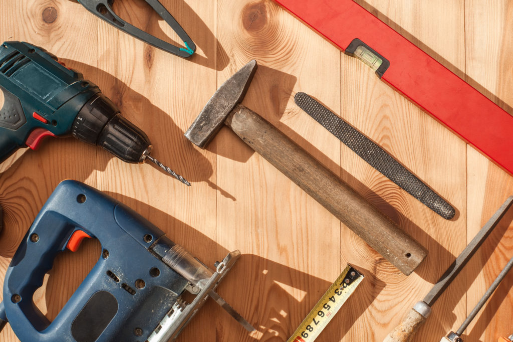 Work tool. Instrument. Flat lay.