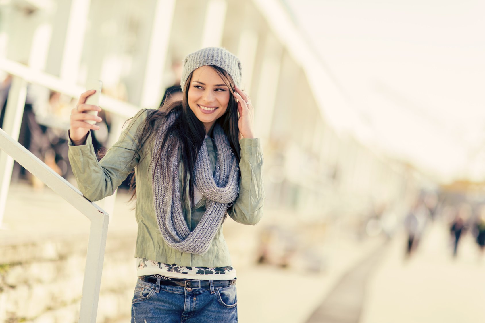 Young woman taking selfie