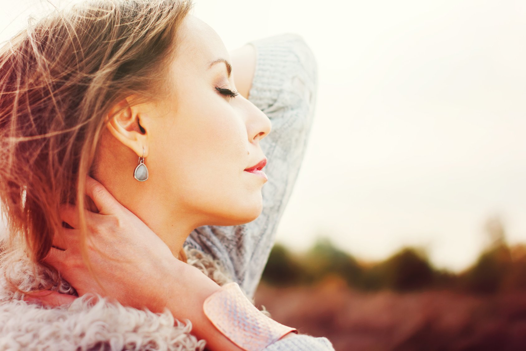 Portrait of  Tenderness Young Beautiful Woman