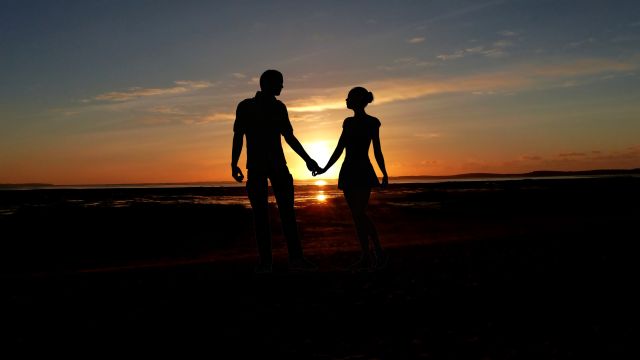 Happy romantic couple at sunset image in Emotions category at pixy.org